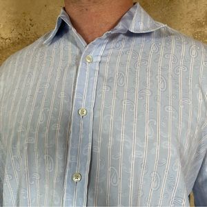 100% fine cotton, blue button down.
